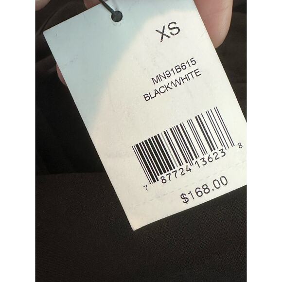 Tahari black with white trim 3/4 sleeves belted mini dress size XS - Picture 9 of 13